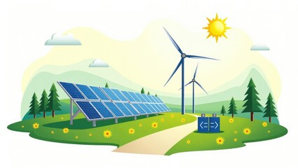 wind turbine and solar panels