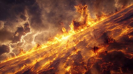 Fototapeta premium Large bright solar corona extending far into space magnetic arcs extended solar atmosphere art flare effect digital render