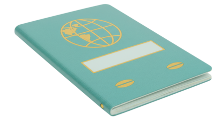 Isolated Green Passport with Gold Globe