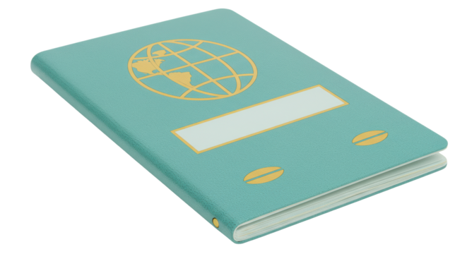 Isolated Green Passport with Gold Globe