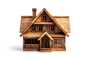 Cozy Wooden Home: A meticulously crafted miniature wooden house exudes warmth, inviting one's eyes to admire its quaint details and cozy atmosphere. 