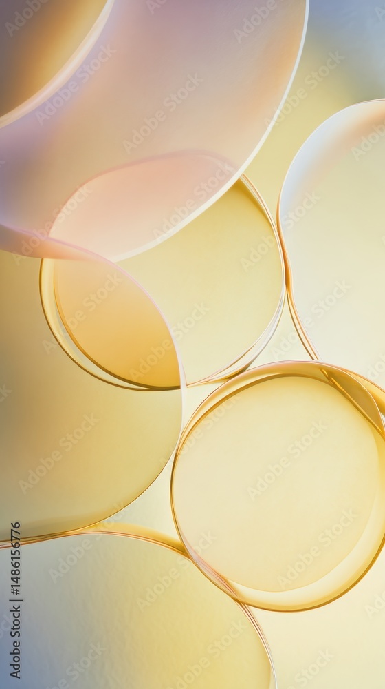 Poster soft pastel circular forms overlapping with light and subtle hues creating an abstract background fo