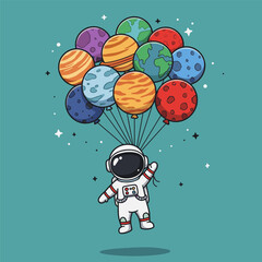 Cute astronaut vector cartoon illustration © zi_zoup