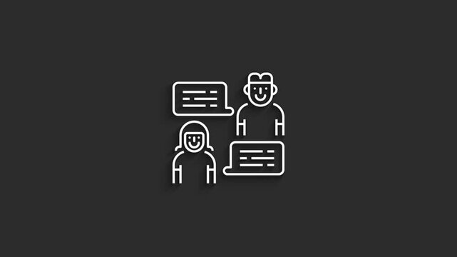 Communication &ndash; Contact Lineal Icon Animation 4K Black Background