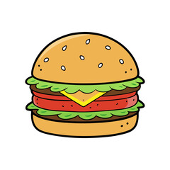 Burger clean color silhouette vector art