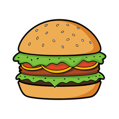 Burger clean color silhouette vector art