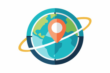 globe with orbit rings and location icon