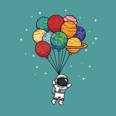 Cute astronaut vector cartoon illustration © Yustina