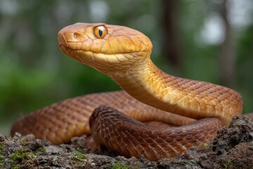Fototapeta premium Snake Observing in Nature with Sharp Focus and Detailed Scales