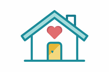 simple home with roof and door icon