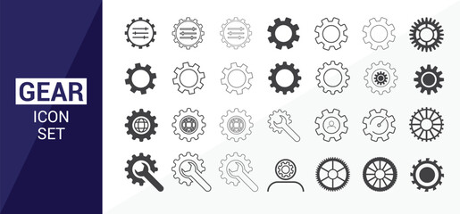Set of gear settings icon for ui and apps design 