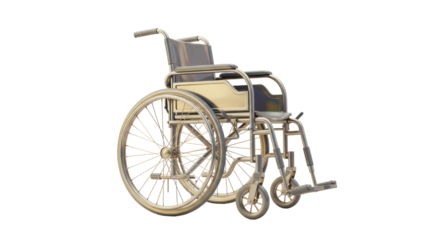 Isolated Silver Chrome Wheelchair for Disability Assistance