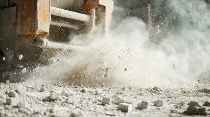 Close-up of a mound of white powdery substance, likely cement or plaster,