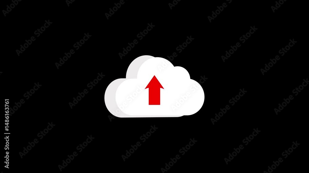 Poster cloud upload icon animation for digital connectivity. cloud upload icon animation on black backgroun