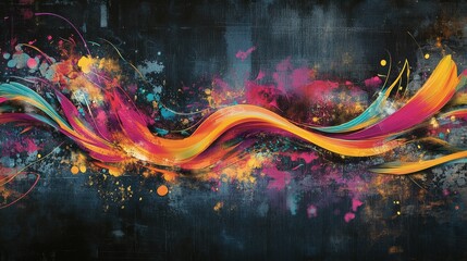 Abstract digital artwork featuring vibrant,