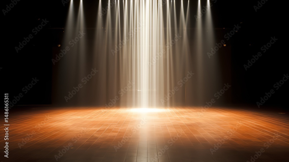 Aufkleber Stage with a spotlight shining on it. The stage is empty and the light is focused on the center of the stage
