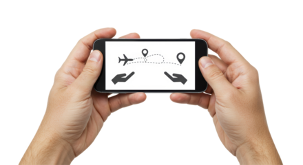 Isolated Mobile Phone with Navigation App in Human Hands