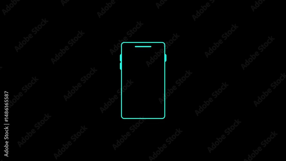 Poster rotating symbol on device screen. digital device screen rotating symbol animated on black background