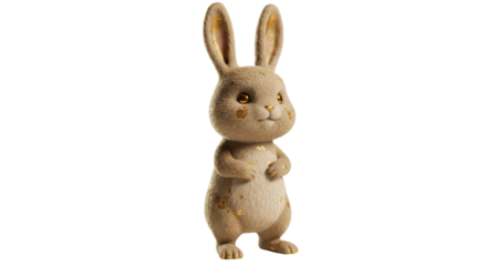 Isolated Small Tan Rabbit with Golden Spots and Whiskers