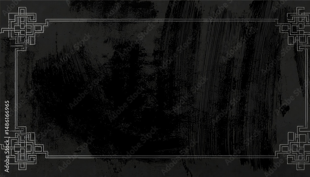 Aufkleber dark grunge textured background with distressed brush strokes and chaotic scratch lines for moody we