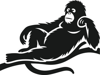 orangutan vector wild animal silhouette © MostAklima