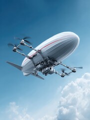 Fototapeta premium Autonomous airship designed for AI-powered delivery solutions in modern logistics.