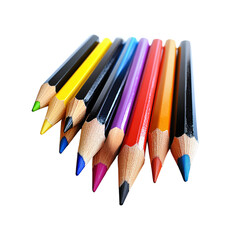 Fototapeta premium Colorful Pencils Arranged in a Fan Shape on Transparent Background
