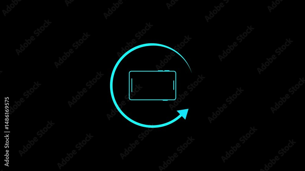 Poster smartphone rotation icon with circular arrow. screen rotation with a smartphone icon and circular ar