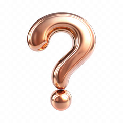 abstract  3d question mark sign in different gold colour style isolated on white background