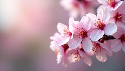 Fototapeta premium Delicate pink cherry blossoms, full bloom, soft petals , sakura, plant, petal