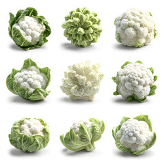 Fototapeta premium Nine Cauliflower Varieties Fresh Vegetables Healthy Eating