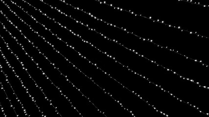 A garland of white bulbs stretched against the night sky, swaying in the wind and blinking. For vertical and horizontal use. - Powered by Adobe