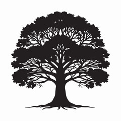 Obraz premium Bold silhouette of a tree on a white background, highlighting its shape and structure.