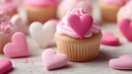Pink heart cupcakes,  sweet treats