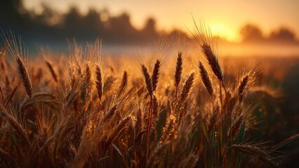 Naklejka premium Glowing Grains at Daybreak