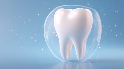 Healthy tooth protected within a clear bubble