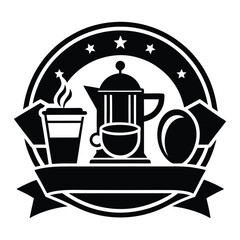 Obraz premium Coffee Shop Logo Design Elegant Black and White Emblem for Cafe Branding