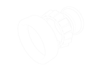 Wireframe Depiction Technical Drawing Simple Line Art Outline Illustration Monochrome Disassembled Exploded Tapered Roller Bearing with Separated Components with Inner Ring, Outer Ring, and Rollers