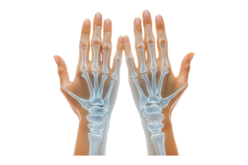 Hands with x-ray text isolated on transparent background
