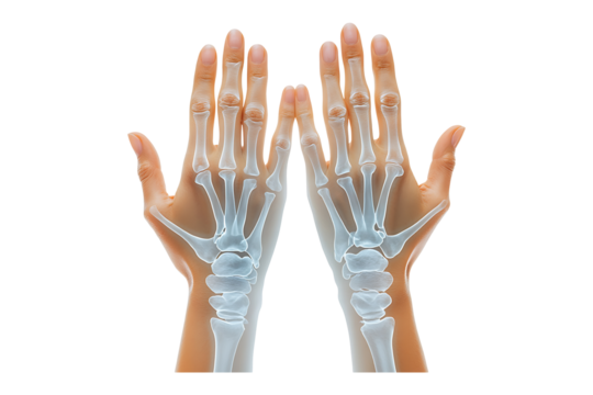 Hands with x-ray text isolated on transparent background
