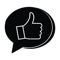 Thumbs Up in Speech Bubble Stencil Icon Vector Illustration