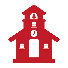 Red schoolhouse silhouette education building