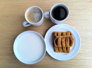 Happy menu set jam strawberry toast pie. tasty, menu, hot, closeup, high calories, arts, cake, mug, drink, objects, background, beverage, baked, coffee cup, closeup, freshness, healthy, yummy .