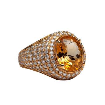 Luxury Gold and Topaz Ring with Diamond Accents