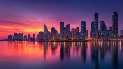 High-Rise Buildings Against Sunset