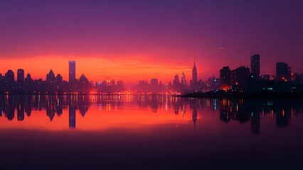 Fototapeta premium Tall Buildings Under Sunset Glow