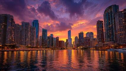 Fototapeta premium Beautiful City View at Sunset