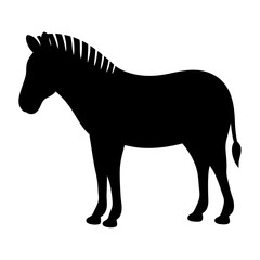 Silhouette of a Zebra Standing Tall Against a White Background Portrait