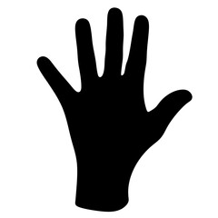 Black silhouette of a human hand showcasing five fingers clearly visible