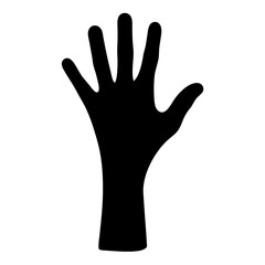 Silhouette of a hand with fingers outstretched against a white background